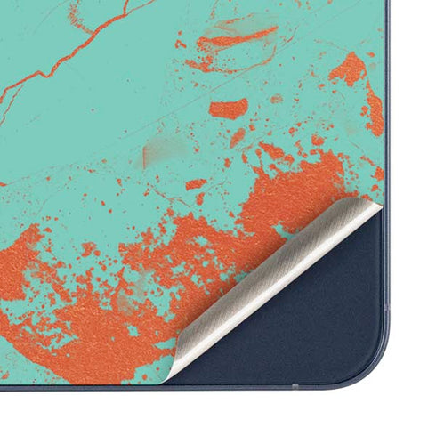 Turquoise and Orange Marble Galaxy A35 5G Skin